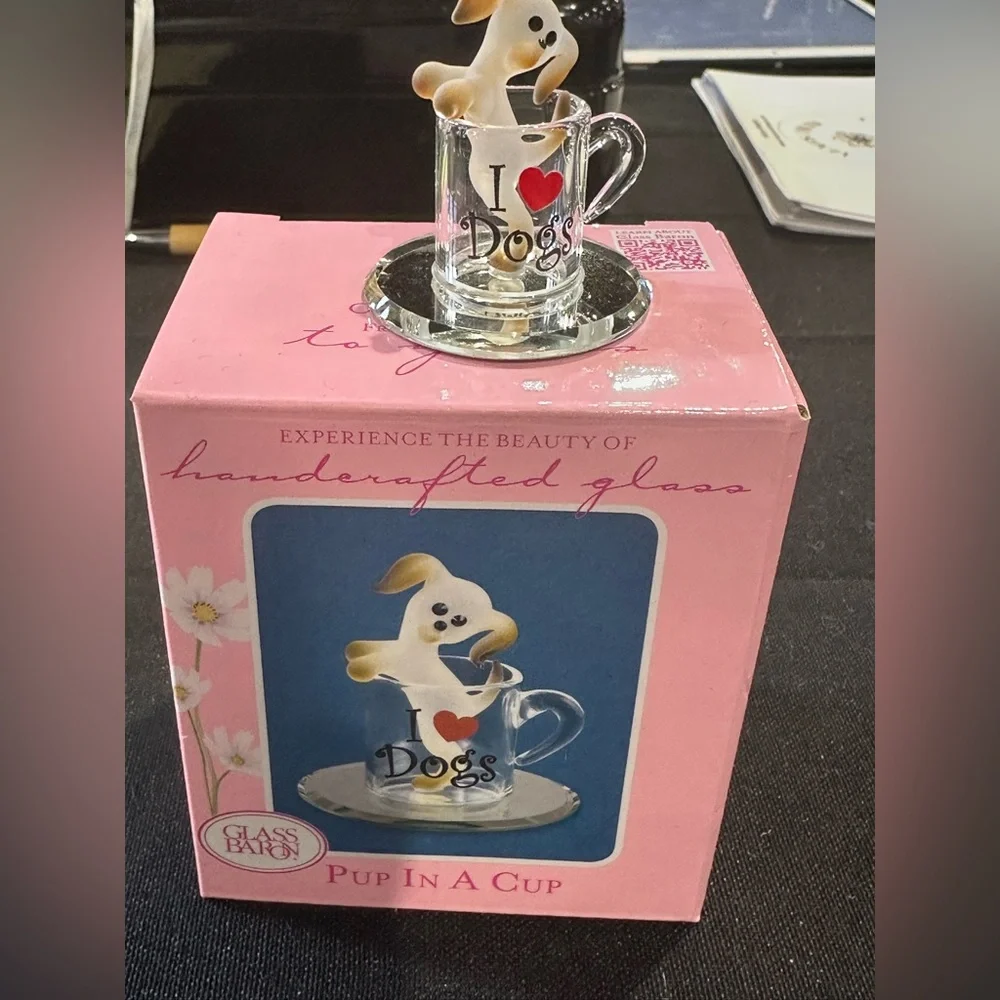 Glass Baron: Glass Pup in a Cup Figurine
